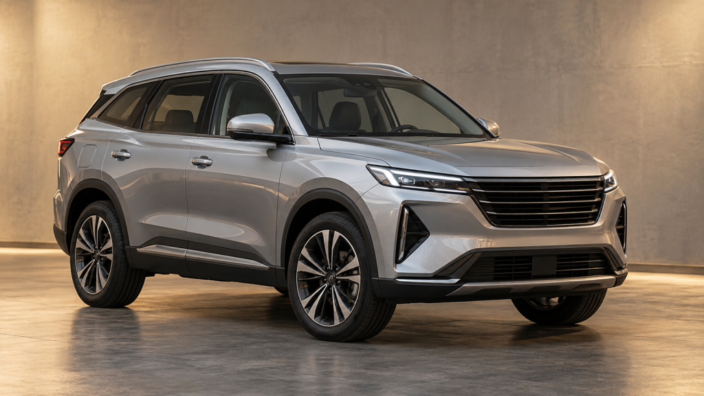 Нейтральный кроссовер без логотипов для страницы выкупа Geely Atlas
