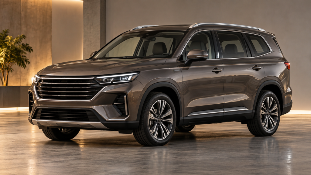 Нейтральный крупный кроссовер без логотипов для страницы выкупа Geely Okavango