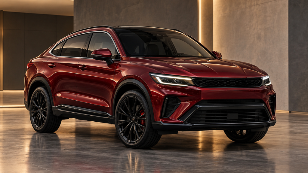 Нейтральный купе-кроссовер без логотипов для страницы выкупа Geely Tugella